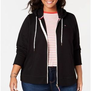 NWT Tommy Hilfiger Plus Size Zip-Front Hoodie size 3X in Black